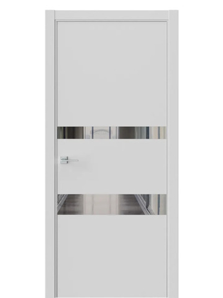 Двери WestStyle  "IN 16" EmLayer Серый /Зеркало графит /алюм.кромка  ДО