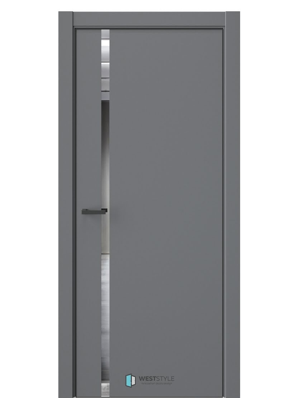 Двери WestStyle  "IN 36" Альпийская Ночь /Зеркало /алюм.кромка ДО