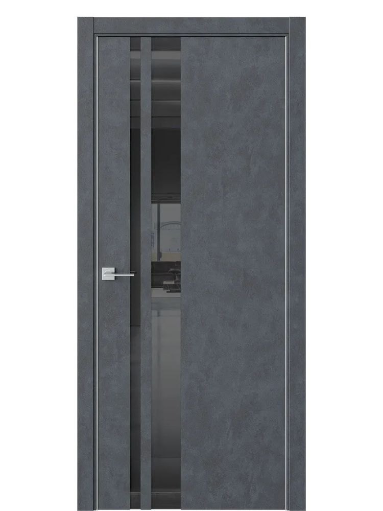 Двери WestStyle  "IN 38" Бетон Маренго /Чёрное Lacobel /алюм.кромка ДО