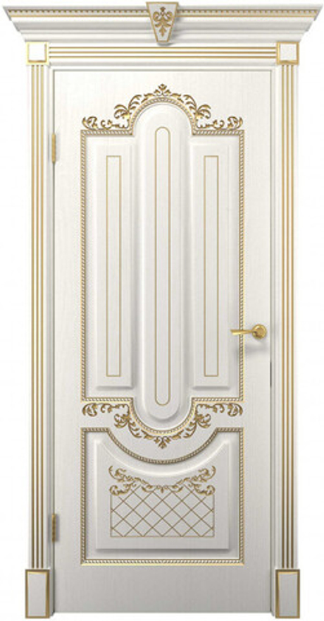 Межкомнатные двери INTERNE DOORS "АЛЕКСАНДРИЯ-2" (ДГ) Белая эмаль/патина золото