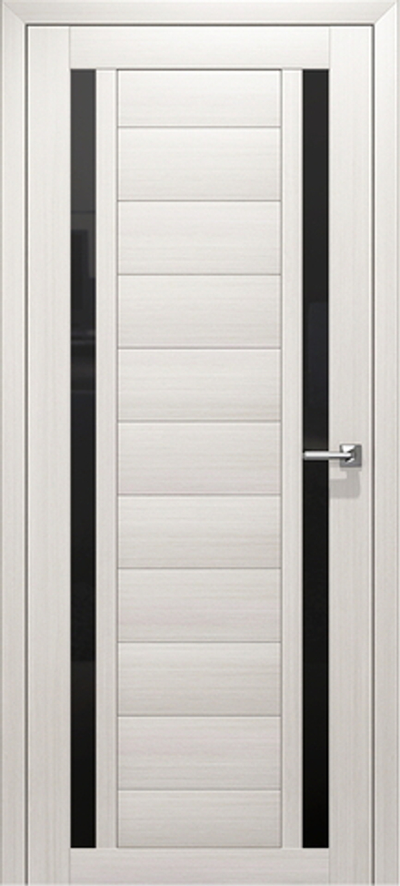 Межкомнатные двери ВОСХОД "ГАММА 2" Снежная лиственница черное стекло ДО