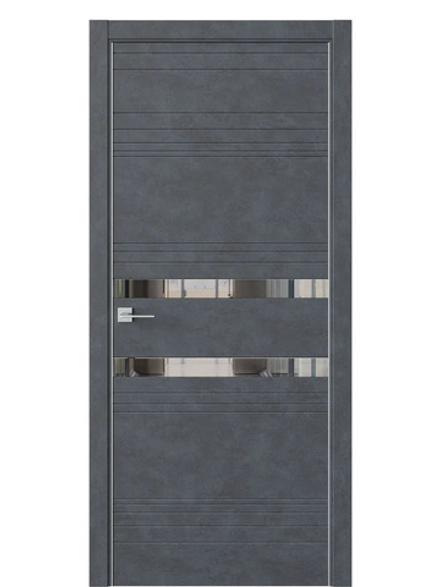 Двери WestStyle  "IN 13" Бетон Маренго/Зеркало Графит /алюм.кромка ДО