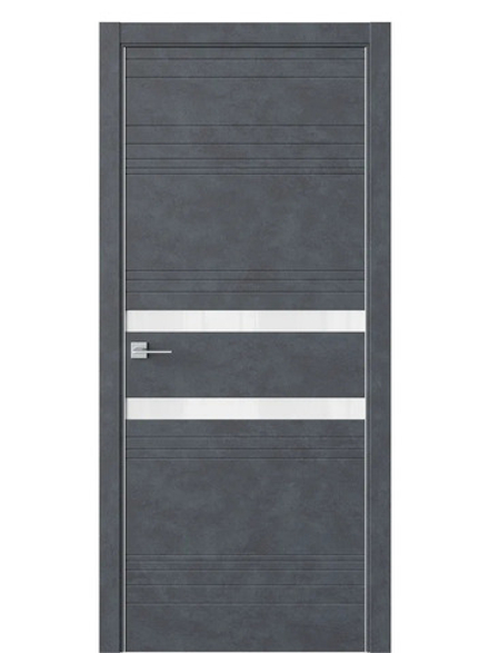 Двери WestStyle  "IN 13" Бетон Маренго/Аляска Lacobel /алюм.кромка ДО