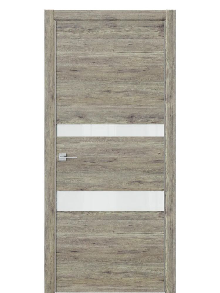 Двери WestStyle  "IN 16" Дуб Эссе /Белое Lacobel /алюм.кромка  ДО