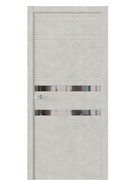 Двери WestStyle  "IN 13" Бетон Смоки /Зеркало Графит /алюм.кромка ДО