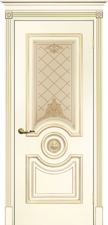Interne doors "монтаньола" багет-18 (до) слоновая кость эмаль/патина золото