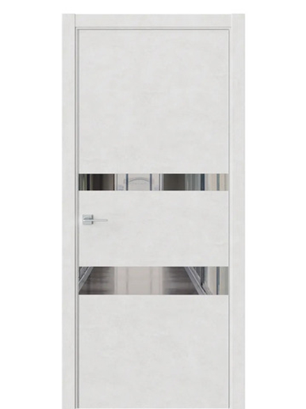 Двери WestStyle  "IN 16" Бетон Лайт /Зеркало Графит /алюм.кромка  ДО