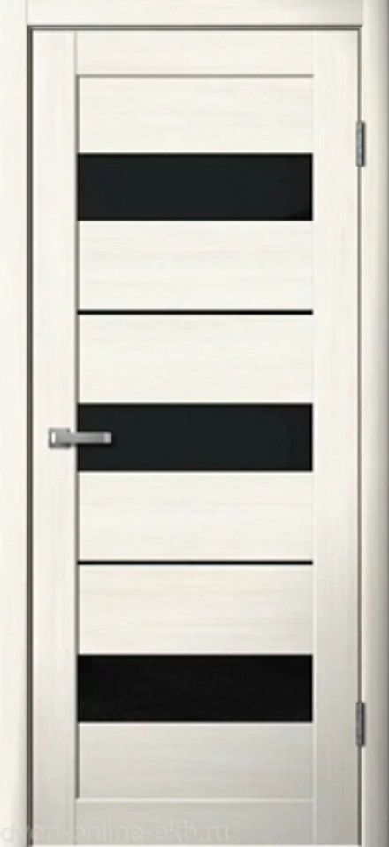 Межкомнатные двери La Stella 200 Ясень снежный/Черное стекло/Зеркало ДО