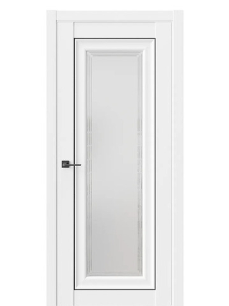 Двери WestStyle HR2 Emlayer белый/белое сатинат /молдинг черный  ДО