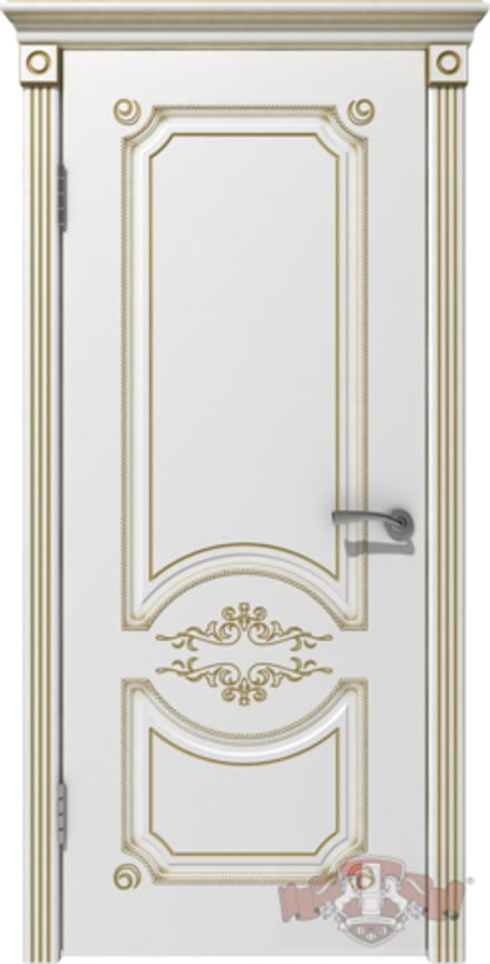 Межкомнатные двери ВФД "МИЛАНА" 42ДГ0, белая эмаль/патина золото