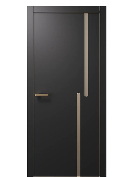 Двери WestStyle  "IN М2.1" Черный Кварц /молдинг /алюм.кромка  ДГ