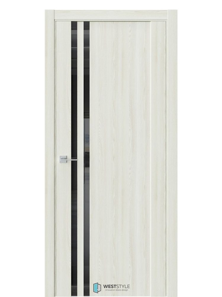 Двери WestStyle F29 Клён крем /Чёрное Lacobel  ДО