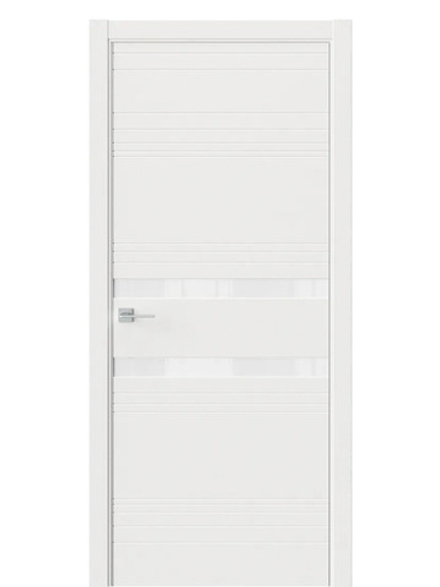Двери WestStyle  "IN 13" Белое Дерево /Аляска Lacobel /алюм.кромка ДО