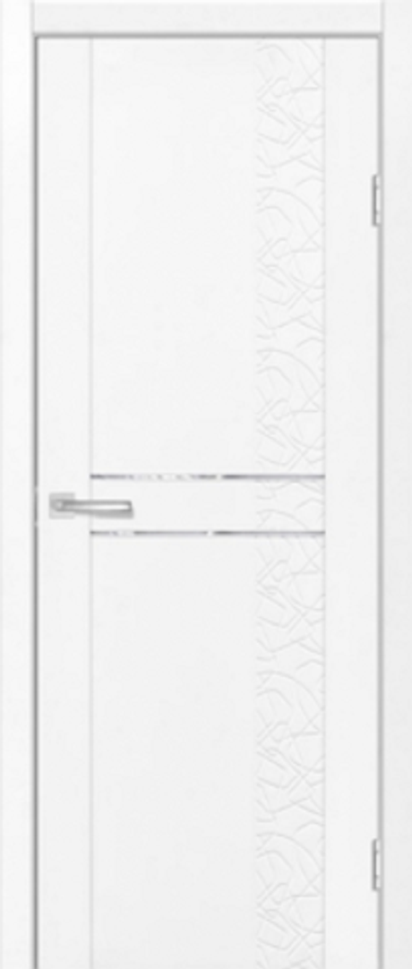 Двери айрон "абстракция 1" белая шагрень/штапик: белый/зеркало