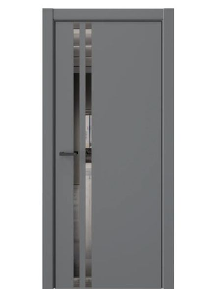 Двери WestStyle  "IN 37" Альпийская Ночь /Зеркало графит /алюм.кромка ДО