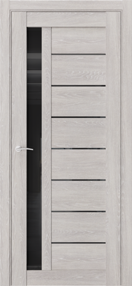 Межкомнатные двери WestStyle "Q37" (RE37) Дуб серый/Черное лакобель ДО