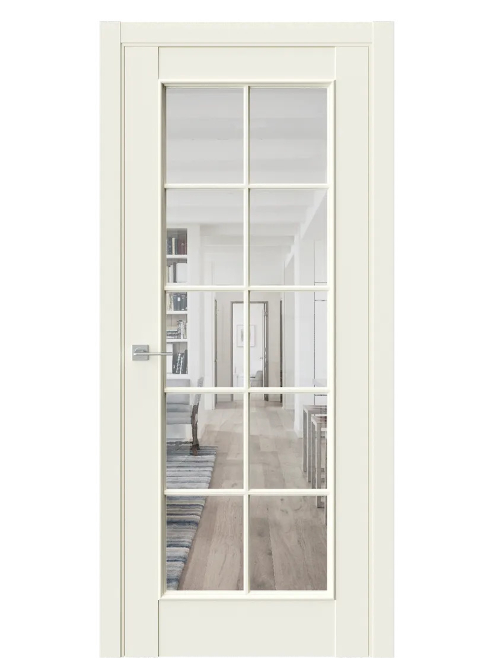 Двери WestStyle En 2 Emlayer бежевый / Прозрачное стекло  ДО