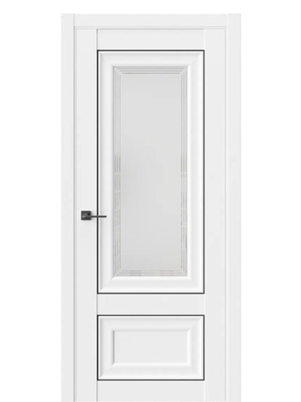 Двери WestStyle HR4 Emlayer белый /белое сатинат /молдинг черный  ДО