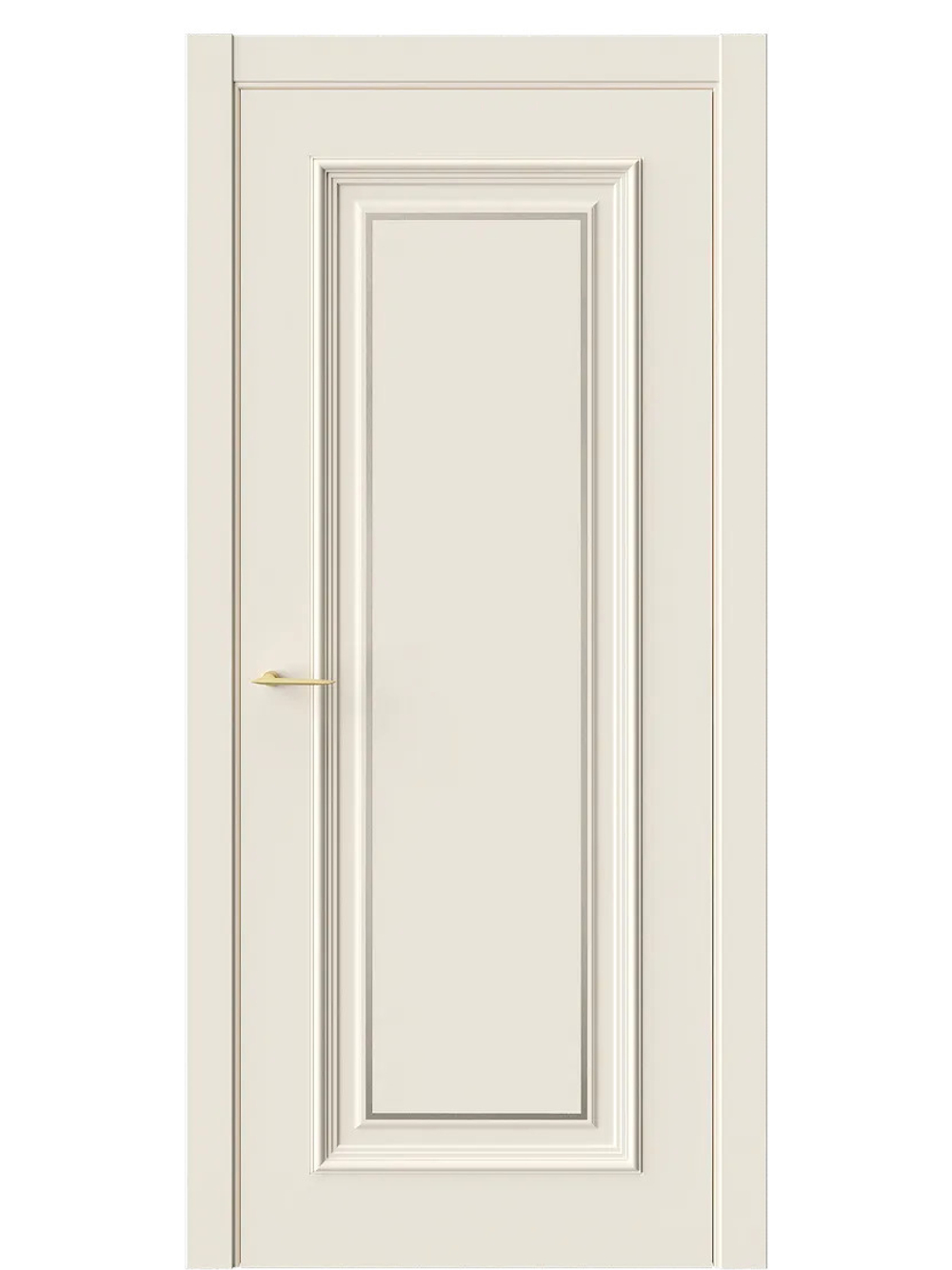 Двери WestStyle  "Брюгге 1М" RAL Тон ванильный молдинг матовое золото ДГ