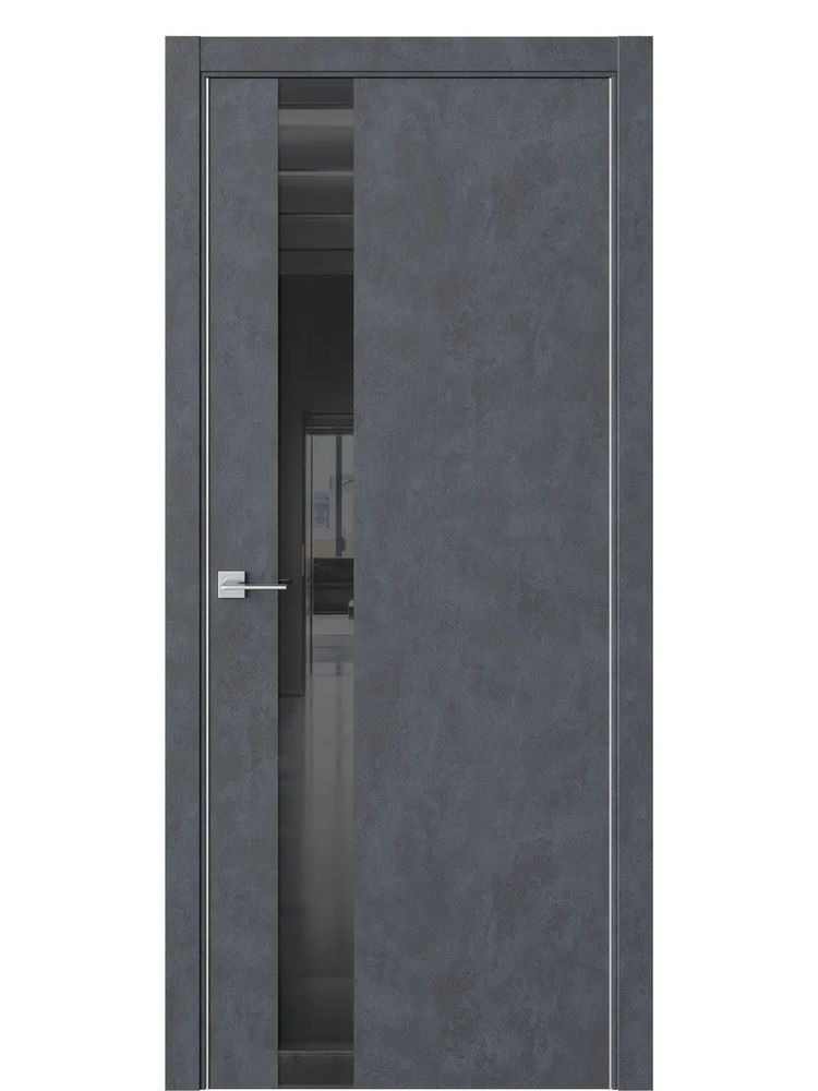 Двери WestStyle  "IN 2" Бетон Маренго/Чёрное Lacobel /алюм.кромка ДО