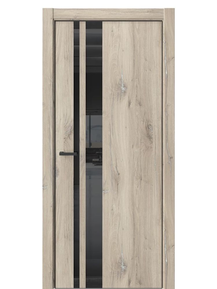 Двери WestStyle  "IN 38" Дуб Мехико /Чёрное Lacobel /алюм.кромка  ДО