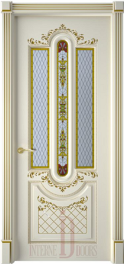 Межкомнатные двери INTERNE DOORS "АЛЕКСАНДРИЯ-2" (ДО) Слоновая кость эмаль/патина золото