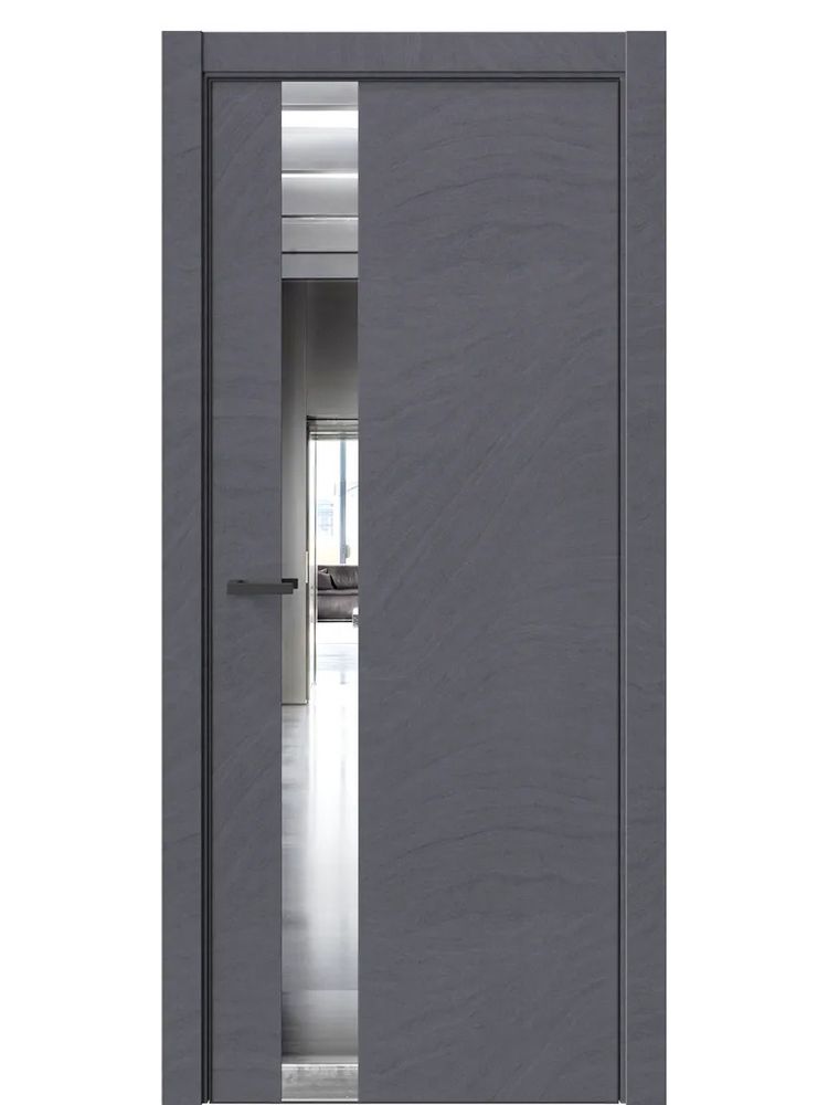 Двери WestStyle  "IN 2" Стоунлайн Дарк /Зеркало /алюм.кромка ДО