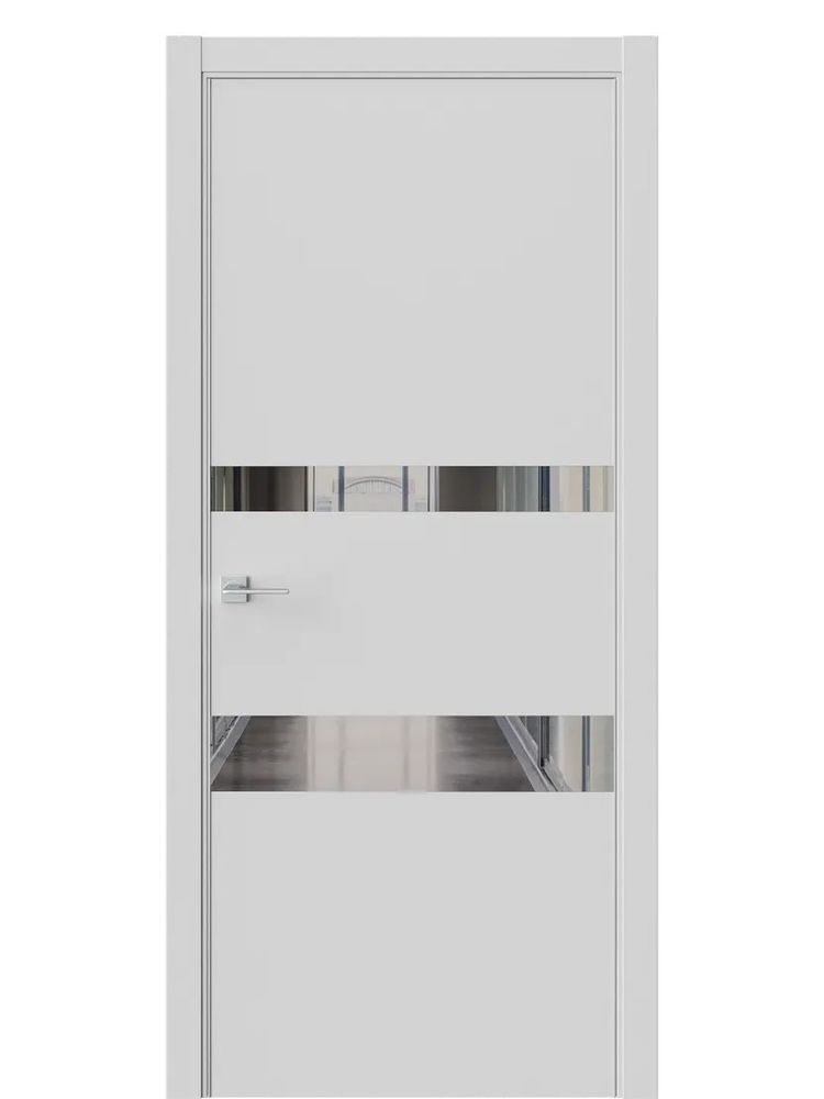 Двери WestStyle  "IN 16" EmLayer Серый /Зеркало графит /алюм.кромка  ДО