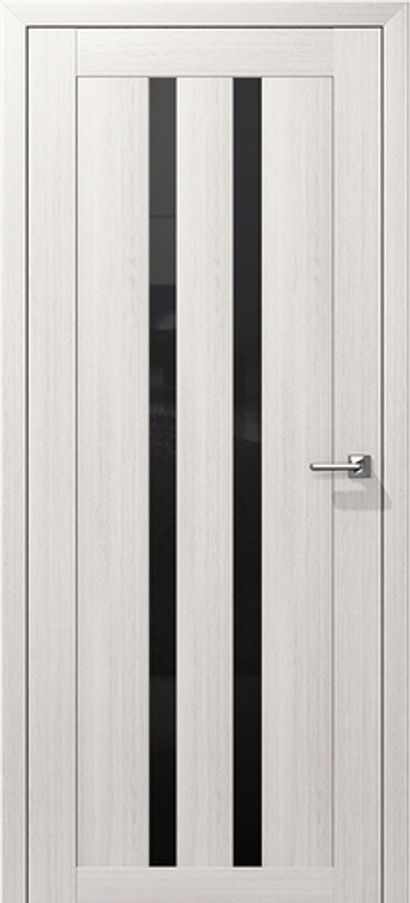 Межкомнатные двери ВОСХОД "СИГМА" Снежная лиственница черное стекло ДО